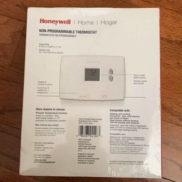 Honeywell non-programmable thermostat  - Picture 2 of 2